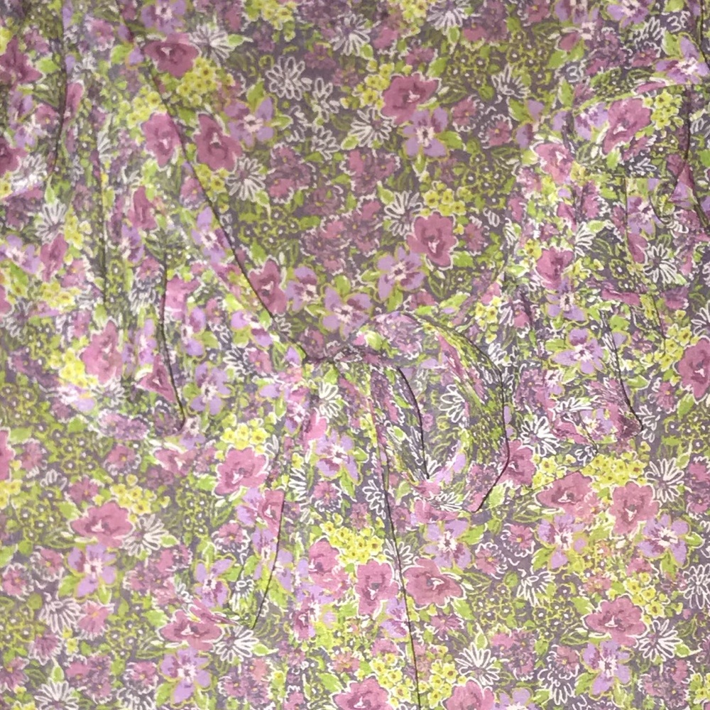 Anthro Fei Floral Tie Bow Silk Ruffle Blouse Tank - Picture 3 of 8
